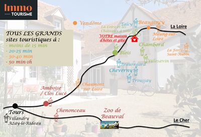 situation geographique des Maison d’hôtes et gîte aux portes de Chambord