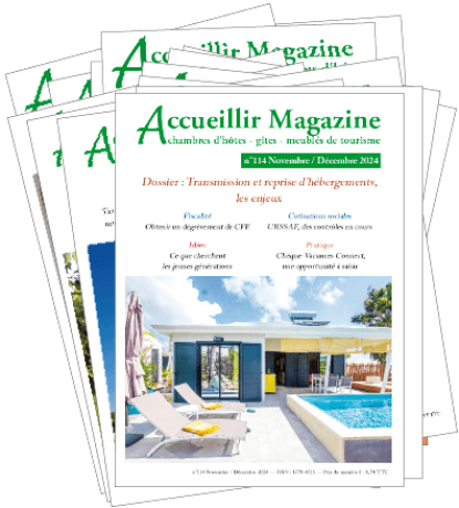 les derniers numéros d'Accueillir Magazine pour les lcréateurs et oueurs de gîtes et chambres d'hôtes